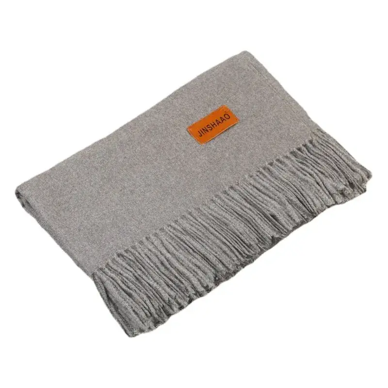 Orange Fringed Cashmere Shawl Extra Large