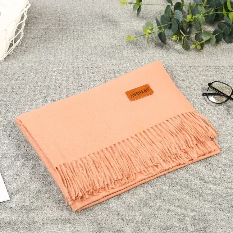 Orange Fringed Cashmere Shawl Extra Large - Image 13