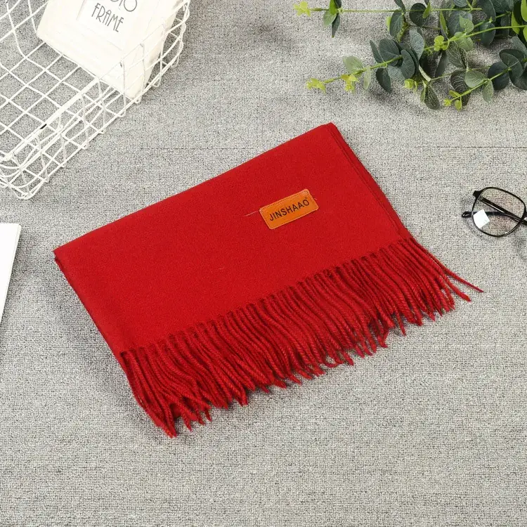Orange Fringed Cashmere Shawl Extra Large - Image 2