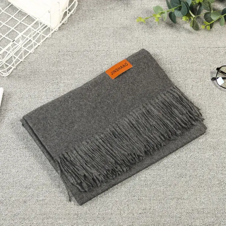 Orange Fringed Cashmere Shawl Extra Large - Image 4