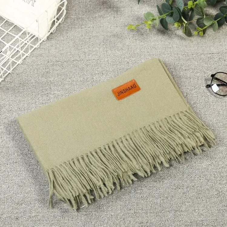 Orange Fringed Cashmere Shawl Extra Large - Image 6