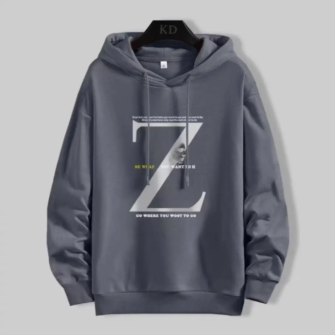 Men's Yellow Korean Style Hoodie with Z Print