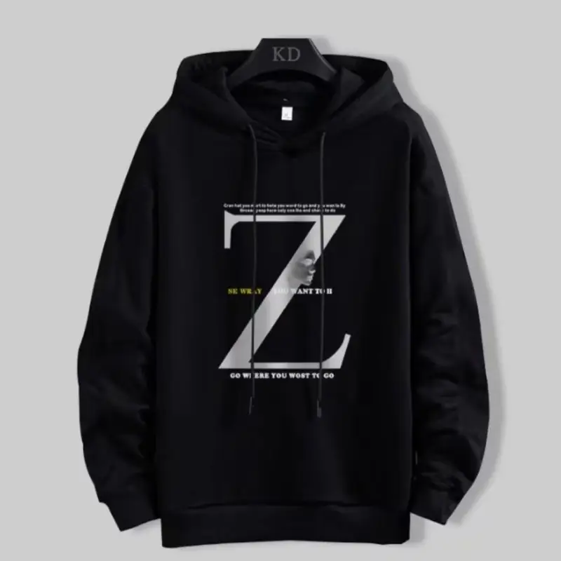 Men's Yellow Korean Style Hoodie with Z Print