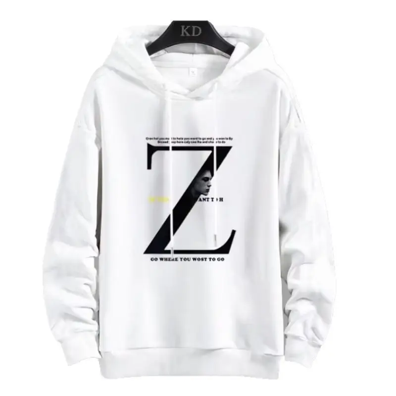 Men's Yellow Korean Style Hoodie with Z Print