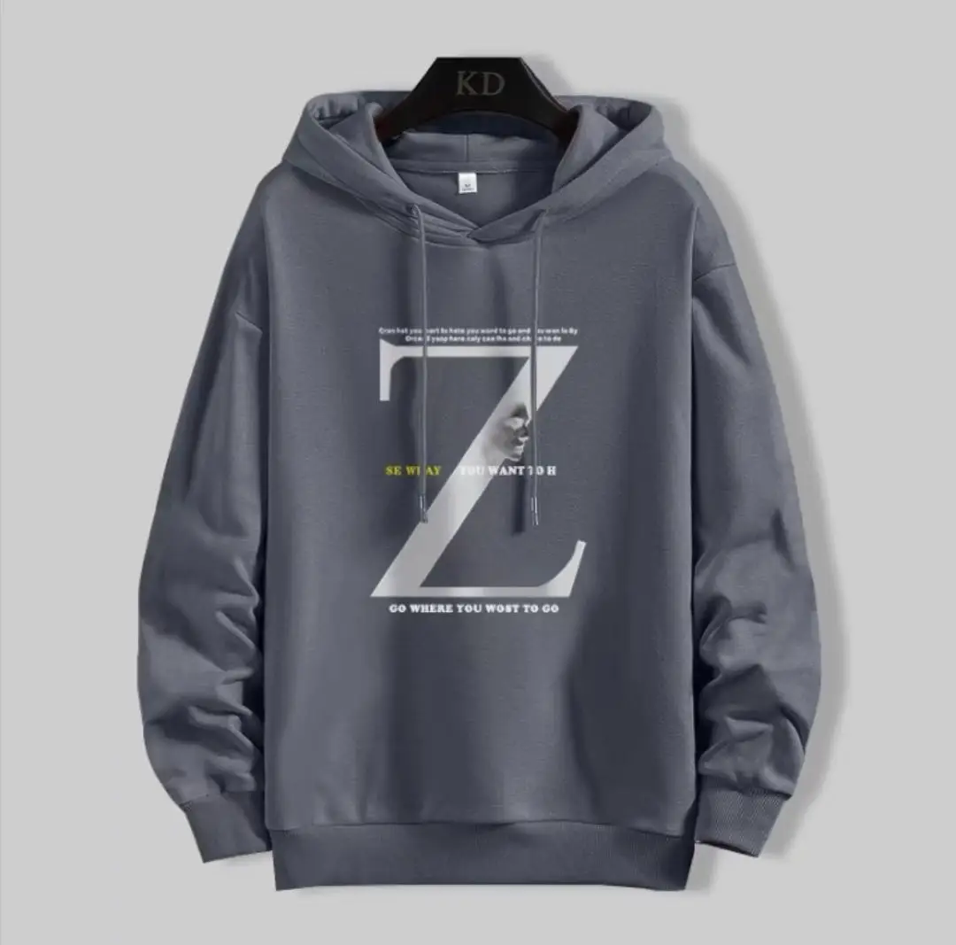 Men's Yellow Korean Style Hoodie with Z Print