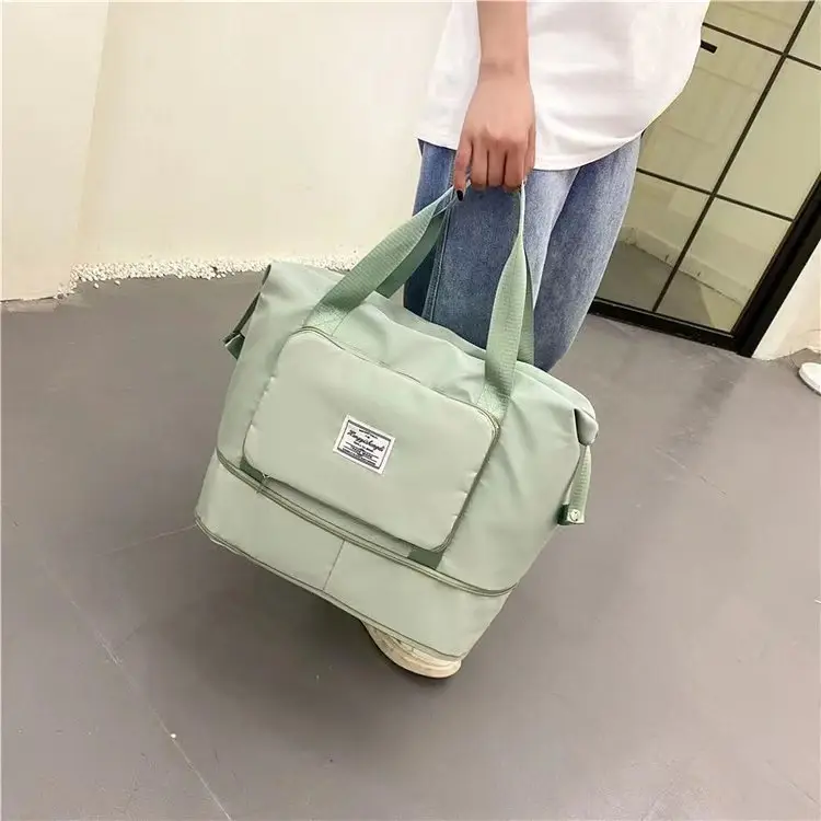 Foldable Travel Bag Green Large Capacity Fitness Satchel - Image 4
