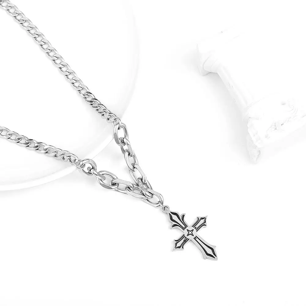 Titanium Steel Cross Pendant Necklace for Men Women - Image 4
