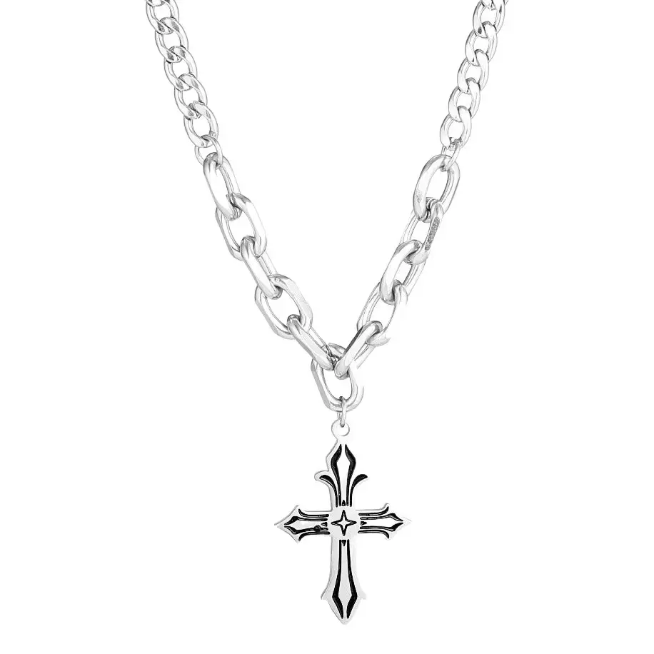 Titanium Steel Cross Pendant Necklace for Men Women