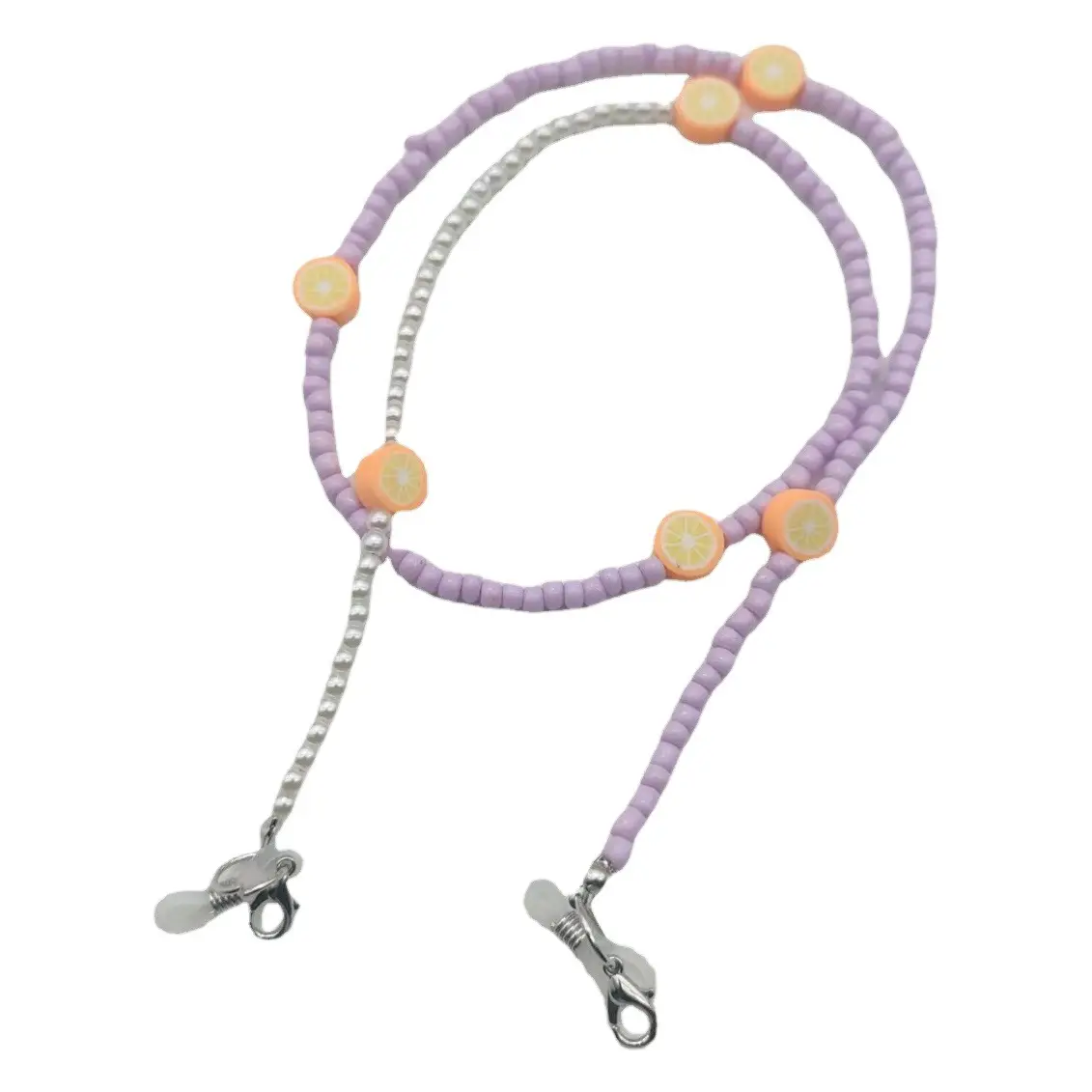 Green Beaded Crossbody Bracelet with Purple Crystal Accents