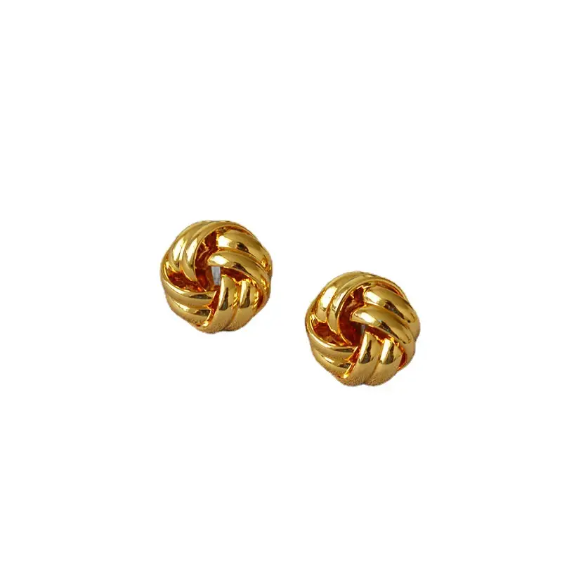 Japanese Korean Style Wool Ball Brass Gold Earrings for Women - Image 6