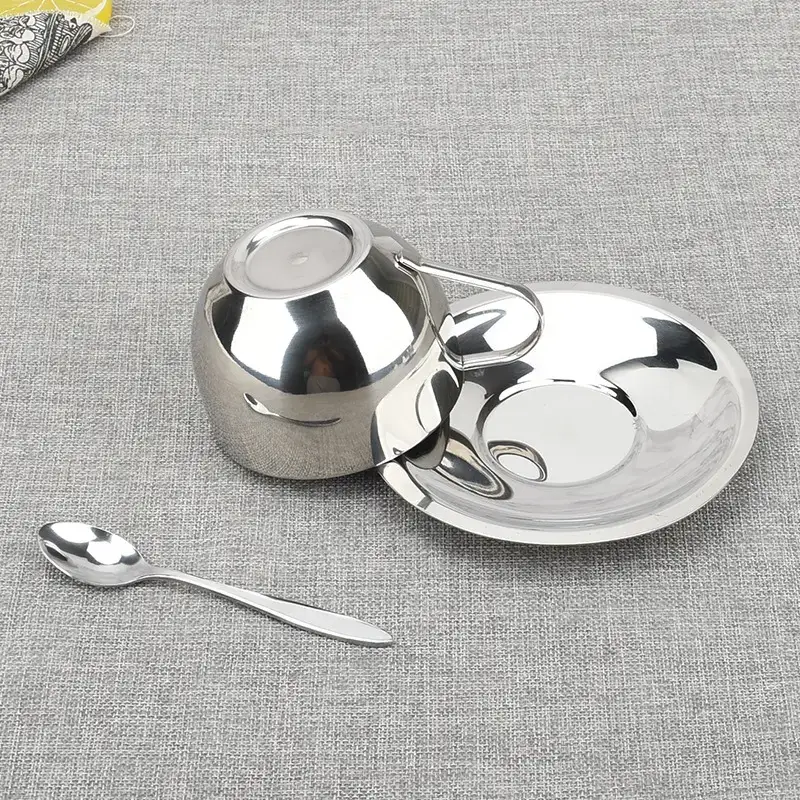 Double Layer Stainless Steel Coffee Cups Set 250ml - Image 2