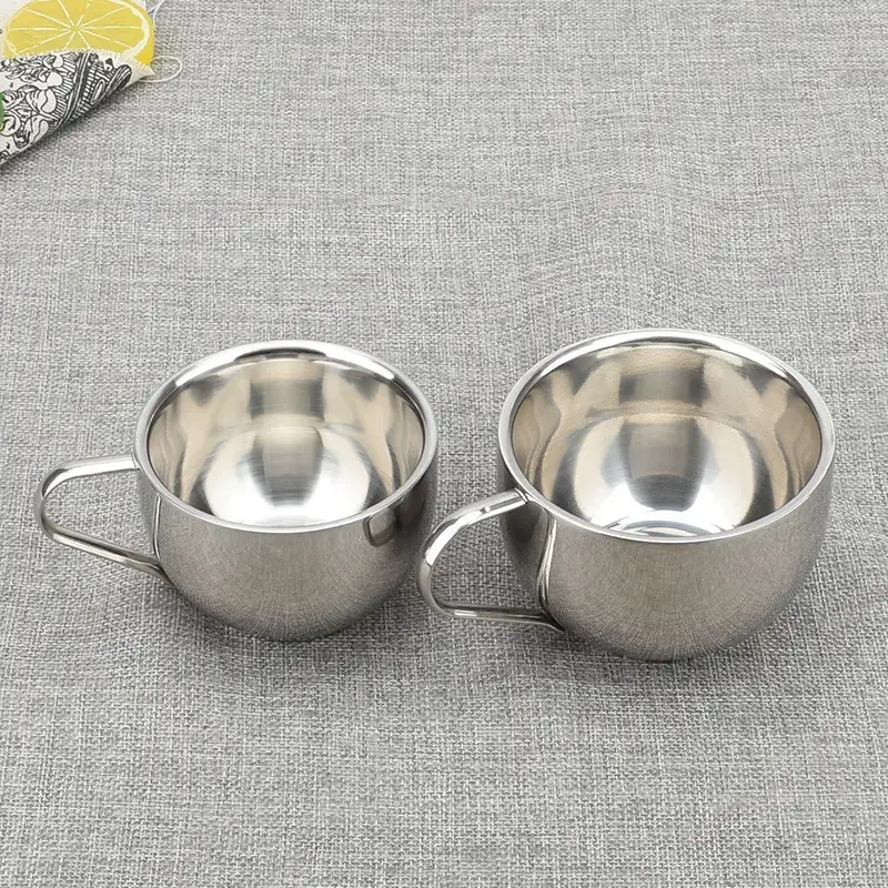 Double Layer Stainless Steel Coffee Cups Set 250ml - Image 3