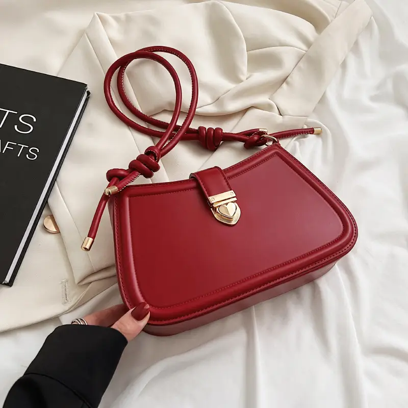 White Leather Shoulder Bag with Gold Hardware - Image 4