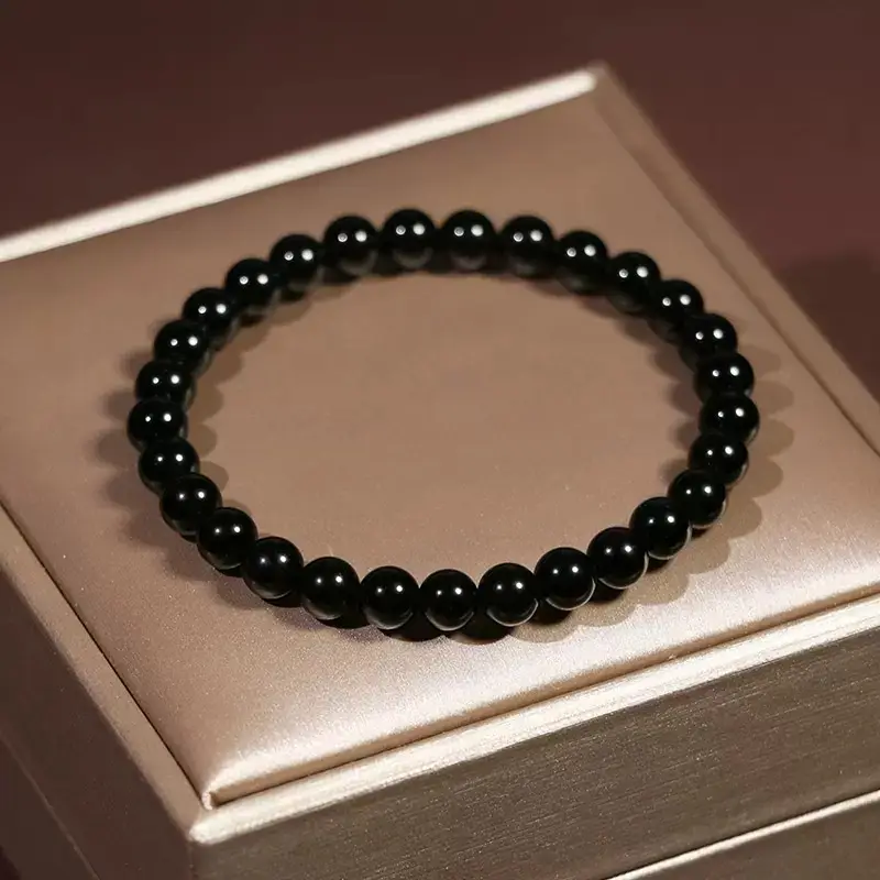 Natural Obsidian Bracelet 6-18mm Unisex Gift - Image 10