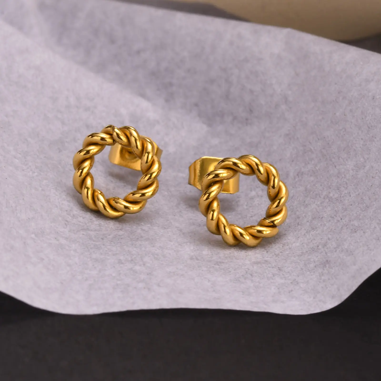 Golden Twist Geometric Earrings for Women