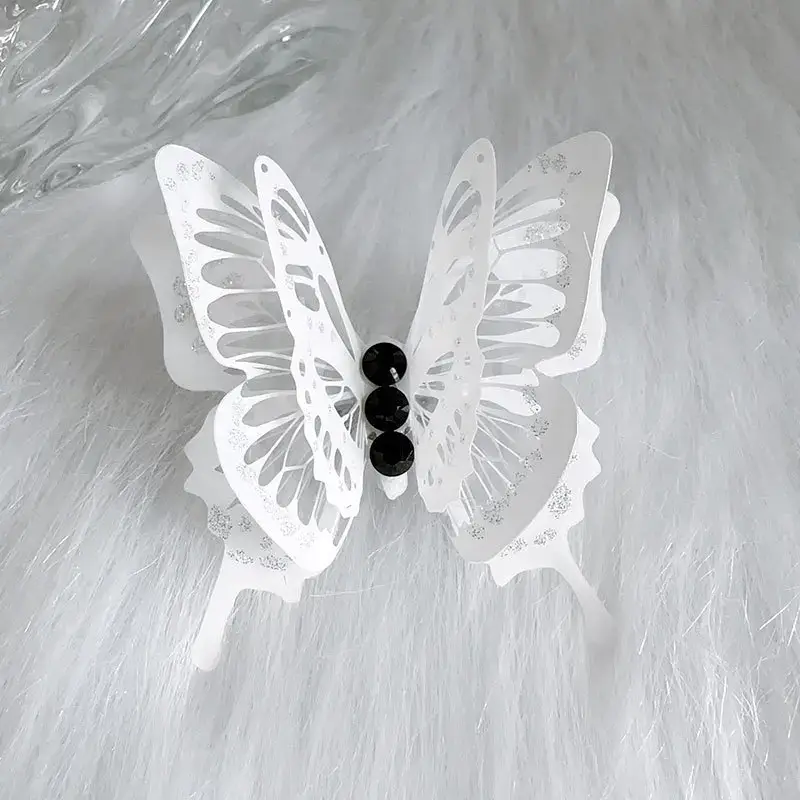 White Butterfly Ring with Red Stones Adjustable Multi Layer - Image 10