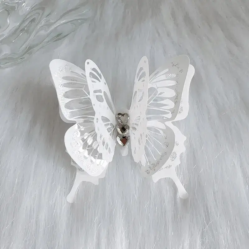 White Butterfly Ring with Red Stones Adjustable Multi Layer - Image 12