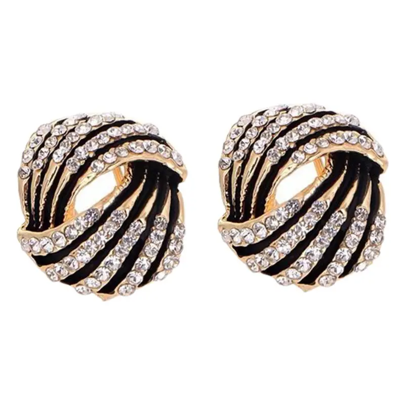 Korean Style Exaggerated Geometric Black Earrings