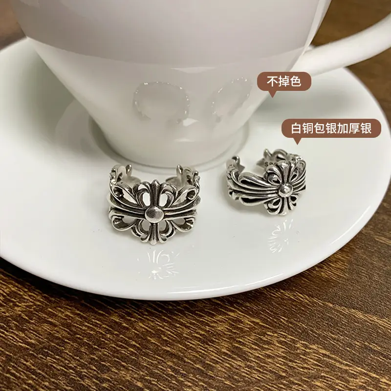 Lanzhi 925 Sterling Silver Ring, Personalized Punk Exaggerated Design Jewelry, Hip-Hop Open Ring, Non-Fading Niche