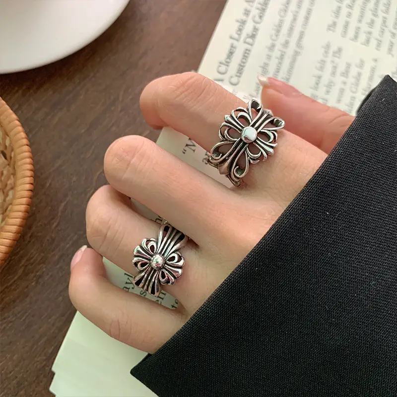 Lanzhi 925 Sterling Silver Ring, Personalized Punk Exaggerated Design Jewelry, Hip-Hop Open Ring, Non-Fading Niche — feature 13