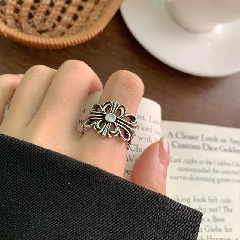 Lanzhi 925 Sterling Silver Ring, Personalized Punk Exaggerated Design Jewelry, Hip-Hop Open Ring, Non-Fading Niche — feature 20