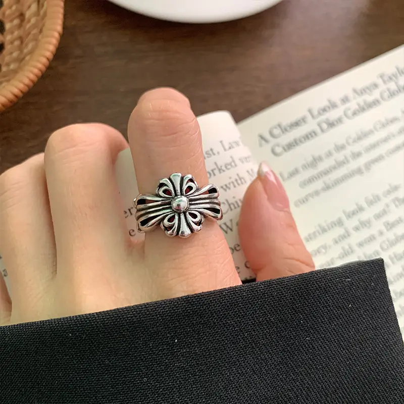 Lanzhi 925 Sterling Silver Ring, Personalized Punk Exaggerated Design Jewelry, Hip-Hop Open Ring, Non-Fading Niche — feature 25
