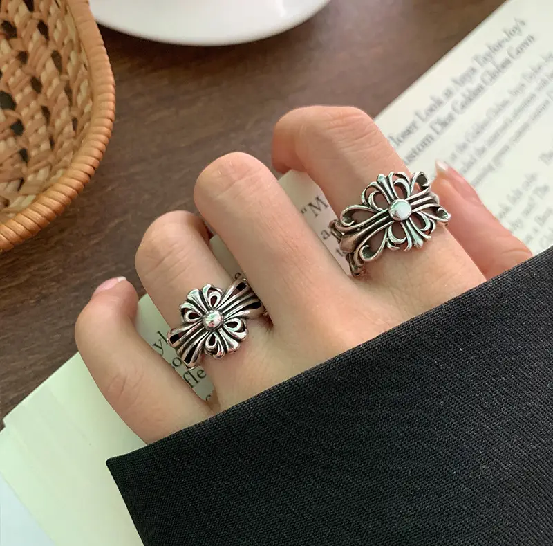 Lanzhi 925 Sterling Silver Ring, Personalized Punk Exaggerated Design Jewelry, Hip-Hop Open Ring, Non-Fading Niche — feature 7