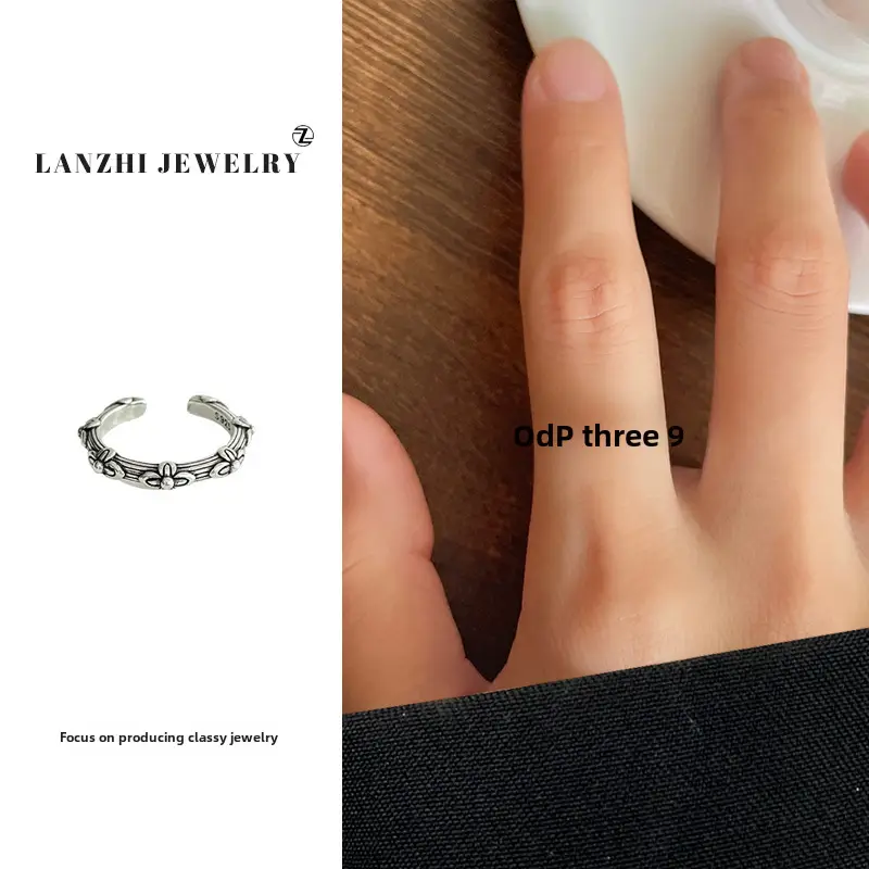 Lanzhi 925 Sterling Silver Ring, Personalized Punk Exaggerated Design Jewelry, Hip-Hop Open Ring, Non-Fading Niche