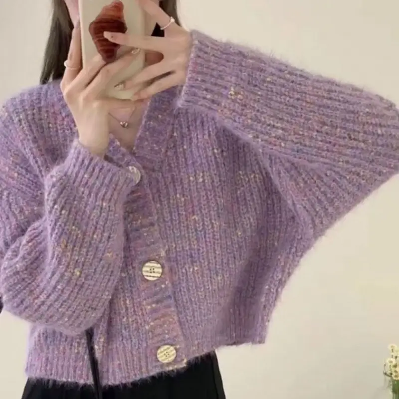 Women's V-Neck Cable Knit Pullover Sweater White — feature 35