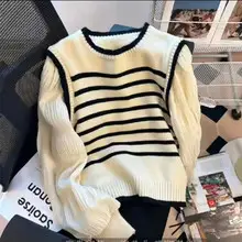 Women's V-Neck Cable Knit Pullover Sweater White — feature 8