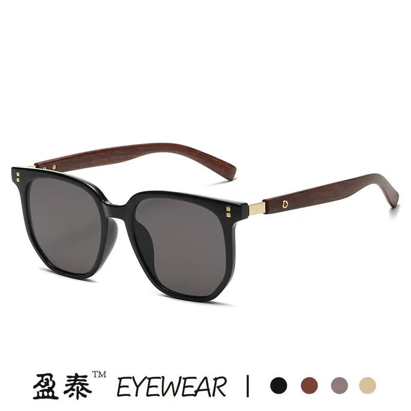 Korean Style Women Sunglasses Vintage Wood Grey Frame - Image 8