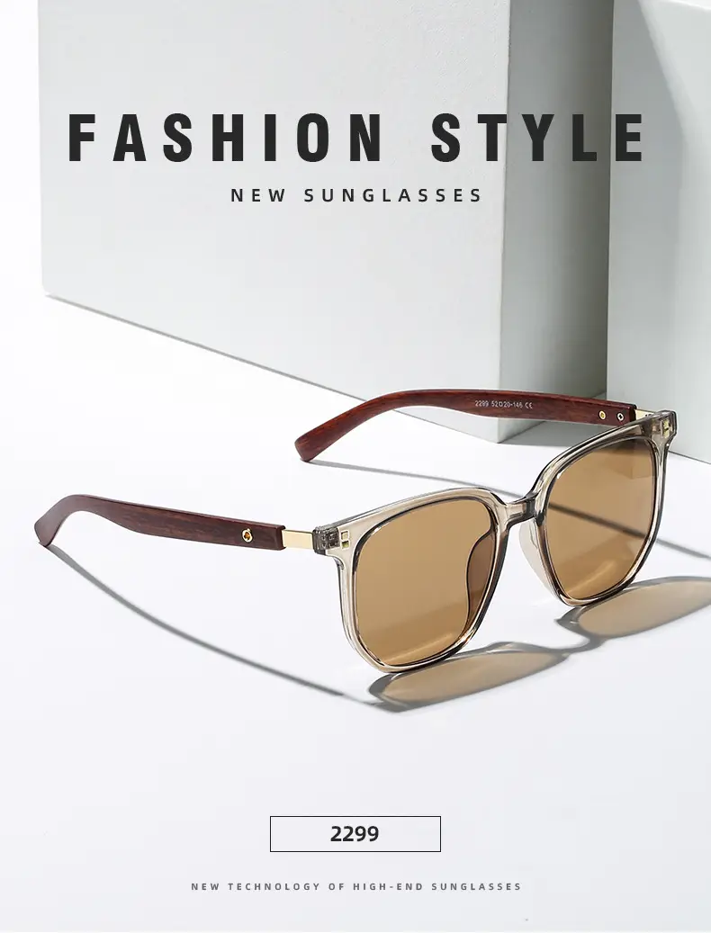 Korean Style Women Sunglasses Vintage Wood Grey Frame — feature 11