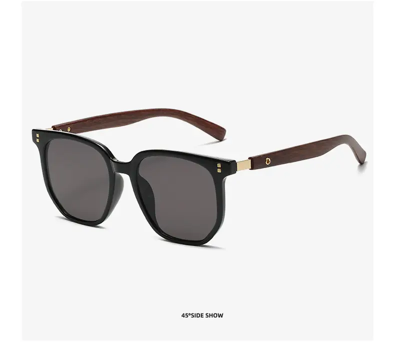 Korean Style Women Sunglasses Vintage Wood Grey Frame — feature 15