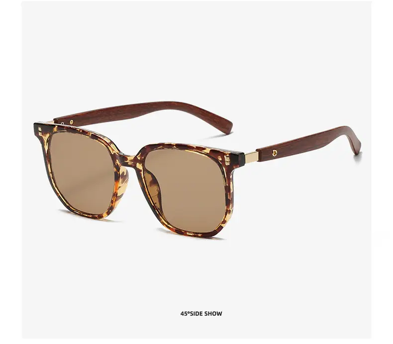 Korean Style Women Sunglasses Vintage Wood Grey Frame — feature 17