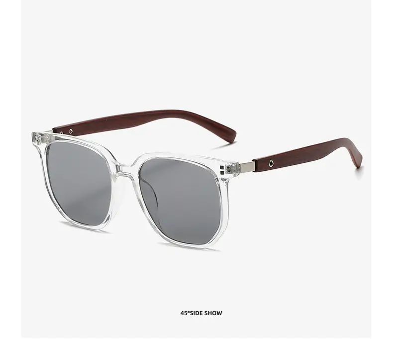 Korean Style Women Sunglasses Vintage Wood Grey Frame — feature 19