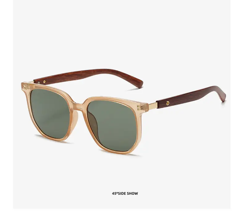 Korean Style Women Sunglasses Vintage Wood Grey Frame — feature 21