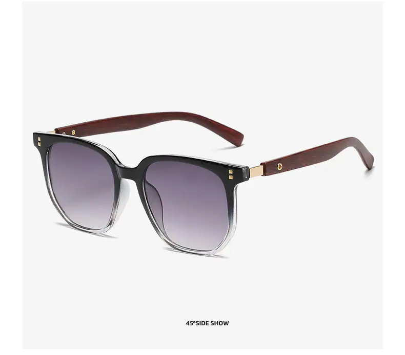 Korean Style Women Sunglasses Vintage Wood Grey Frame — feature 23