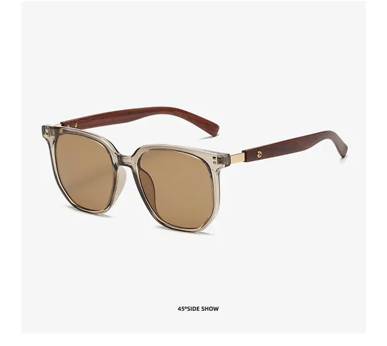 Korean Style Women Sunglasses Vintage Wood Grey Frame — feature 25