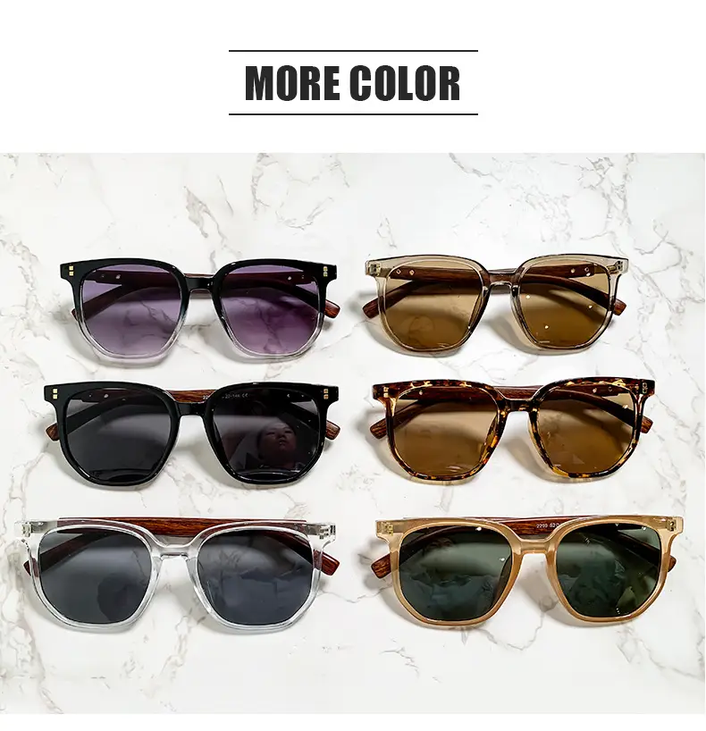 Korean Style Women Sunglasses Vintage Wood Grey Frame — feature 26