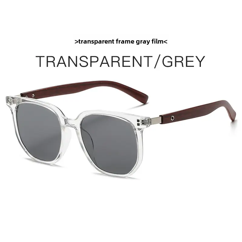 Korean Style Women Sunglasses Vintage Wood Grey Frame - Image 3