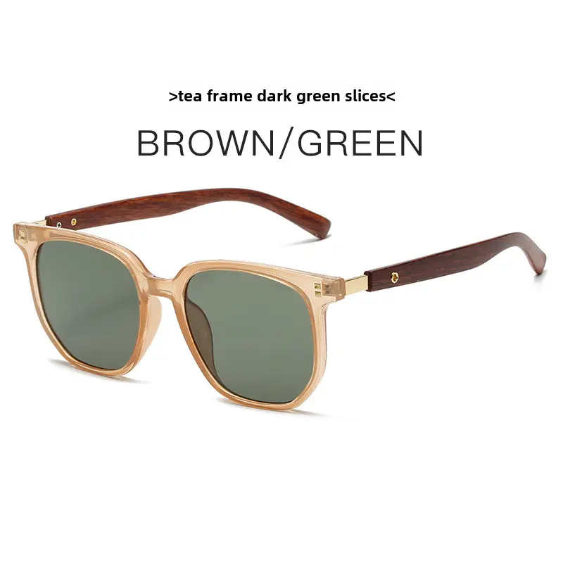 Korean Style Women Sunglasses Vintage Wood Grey Frame - Image 4