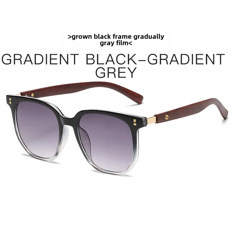 Korean Style Women Sunglasses Vintage Wood Grey Frame - Image 5