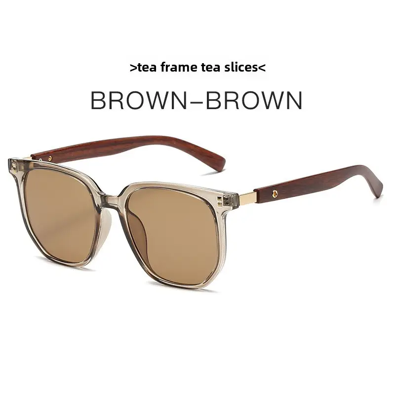 Korean Style Women Sunglasses Vintage Wood Grey Frame - Image 6