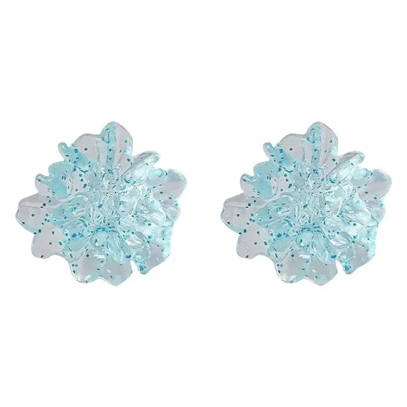 Ice Blue Flower Stud Earrings 925 Silver