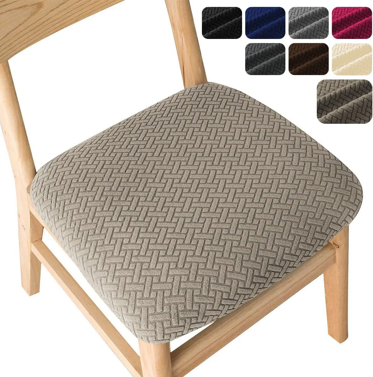 Long Plaid Jacquard Chair Cover Maroon 4S - Image 9