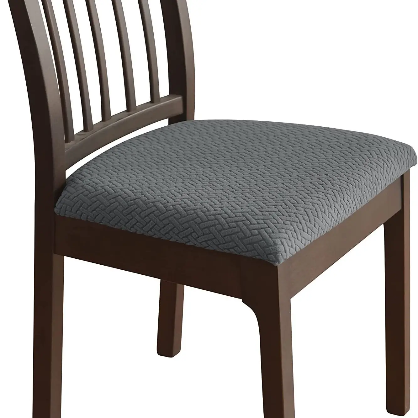Long Plaid Jacquard Chair Cover Maroon 4S - Image 3