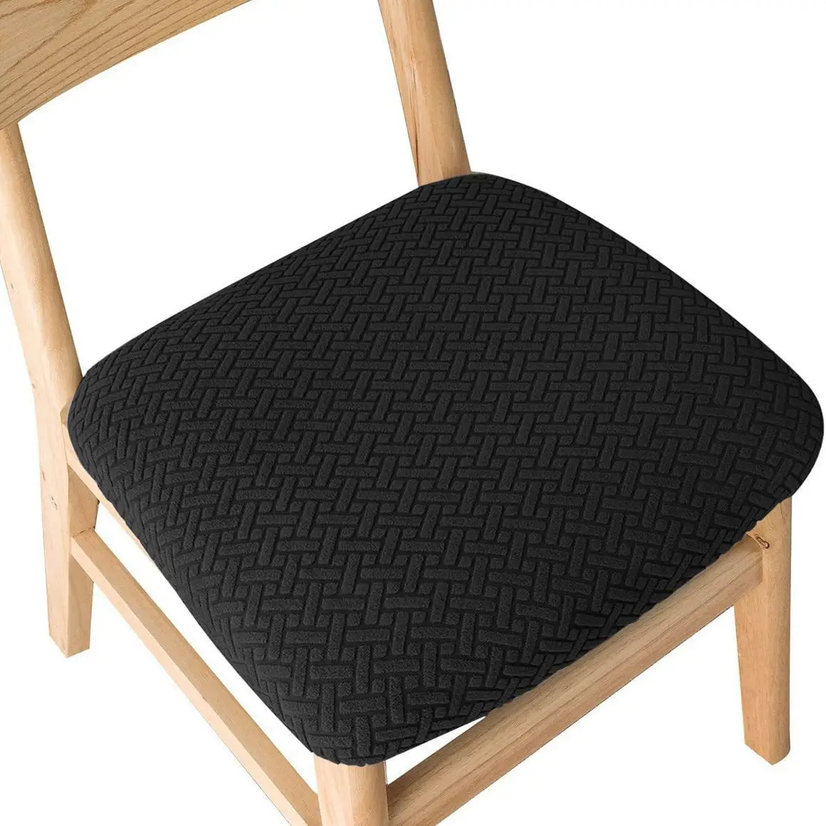 Long Plaid Jacquard Chair Cover Maroon 4S - Image 4