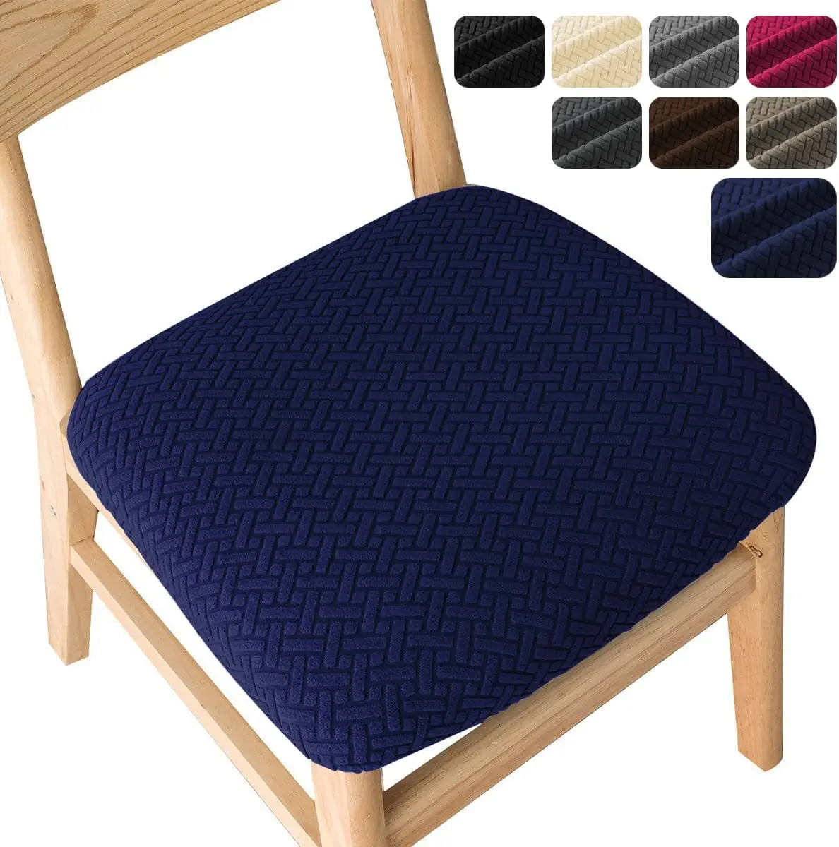 Long Plaid Jacquard Chair Cover Maroon 4S - Image 7