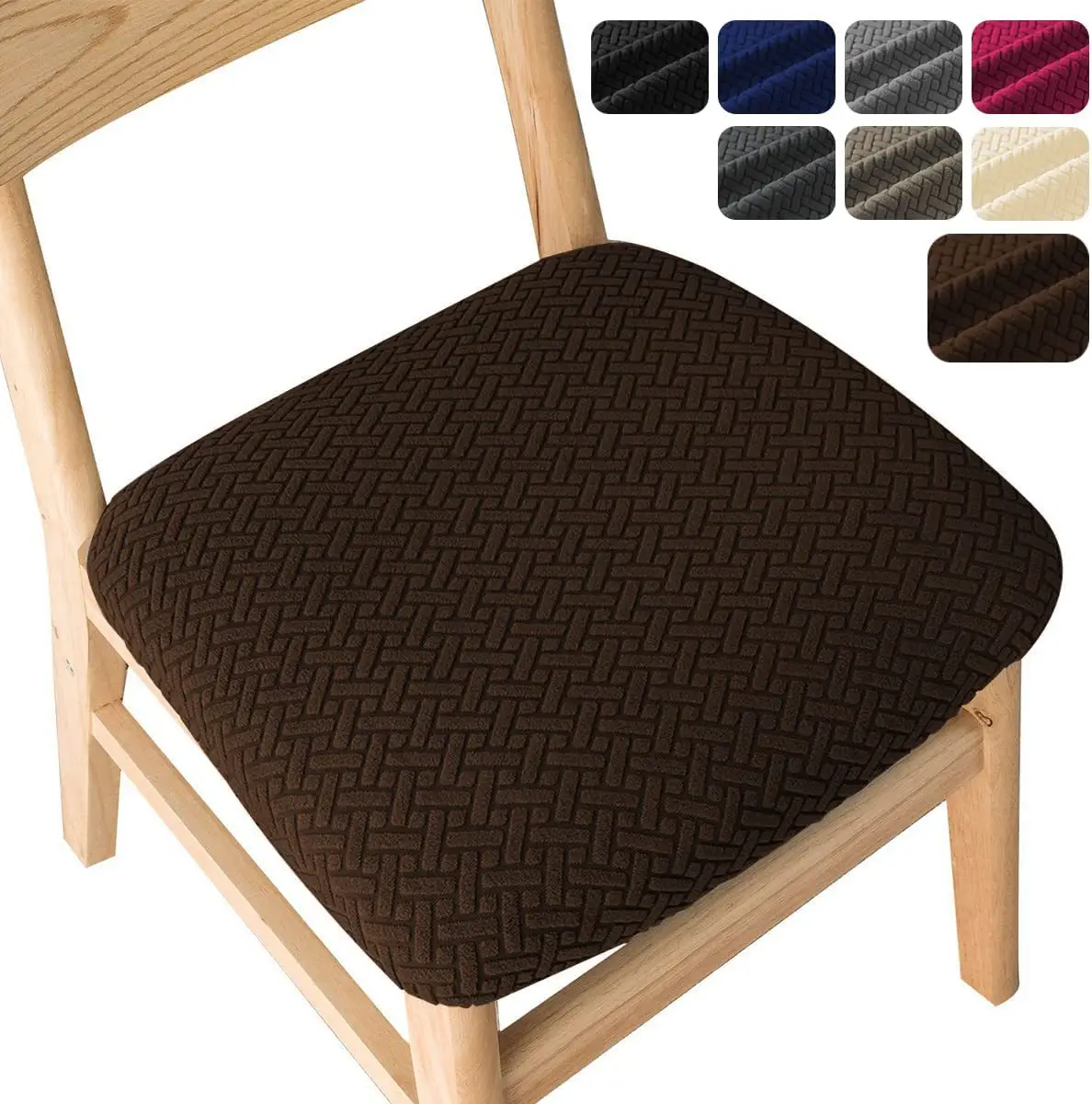Long Plaid Jacquard Chair Cover Maroon 4S - Image 8