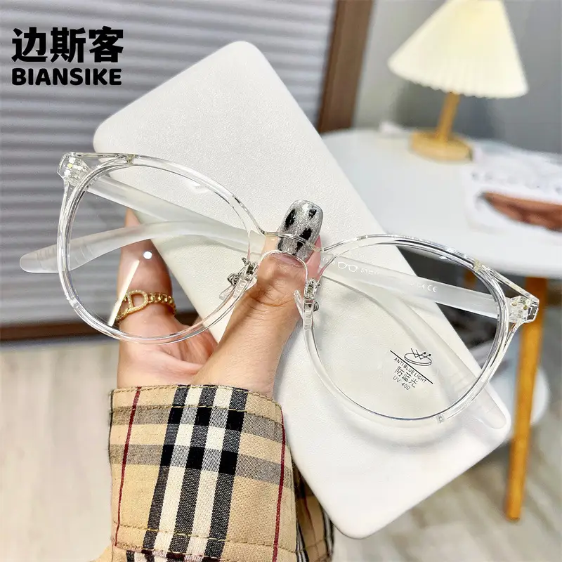 Men Women K-Style Mirror Round Glasses Olive Green - Image 9